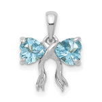 Load image into Gallery viewer, 14k White Gold Polished Light Swiss Blue Topaz Bow Pendant
