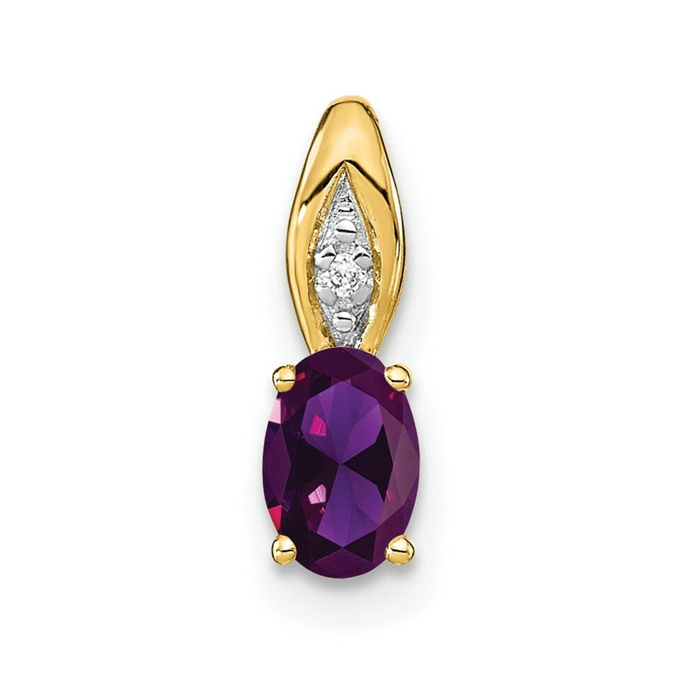 14K Yellow Gold Amethyst Diamond Pendant