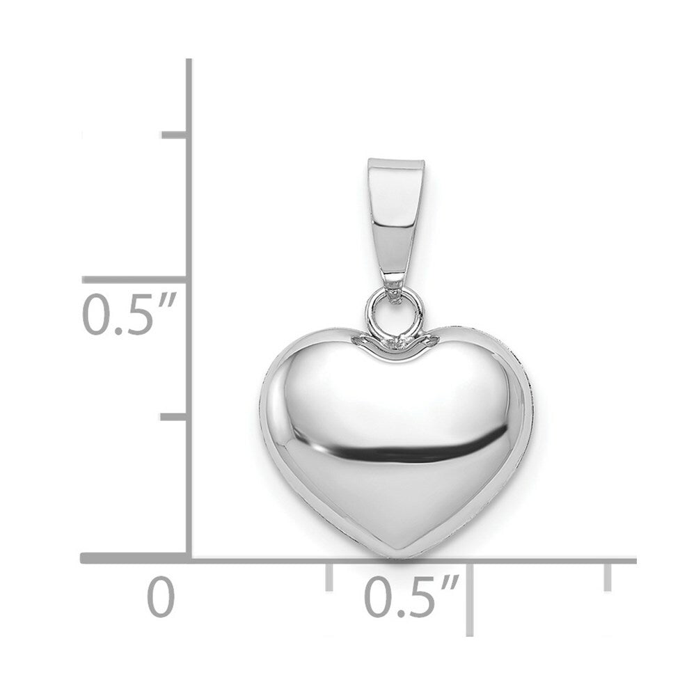 14K White Gold Puffed Heart Pendant