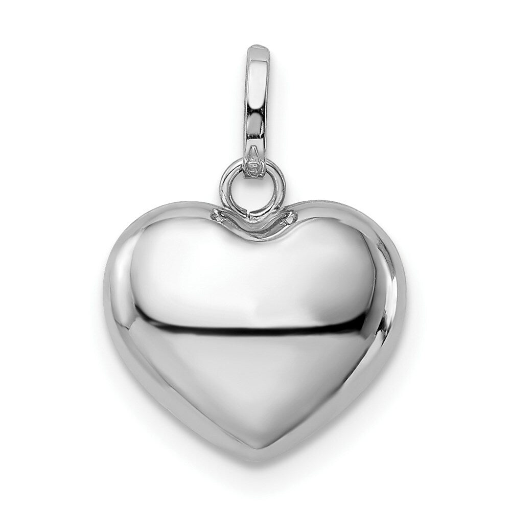 14K White Gold Puffed Heart Pendant