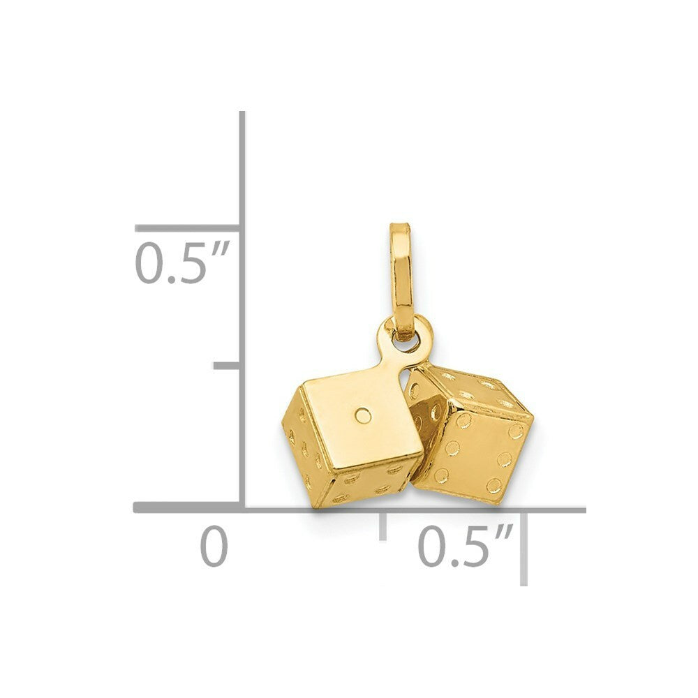 14K Yellow Gold Dice Charm