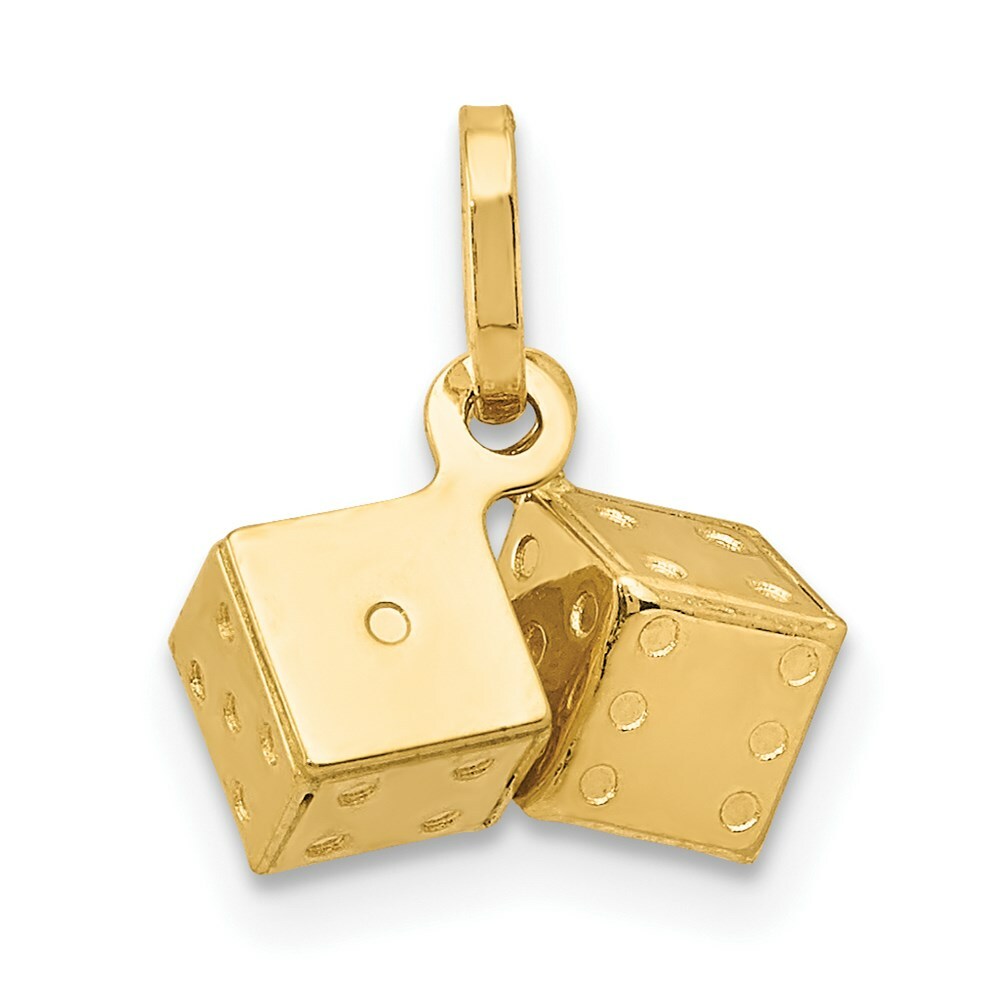 14K Yellow Gold Dice Charm