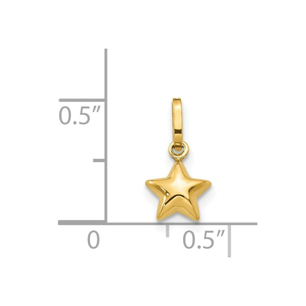 14K Yellow Gold Puffed Star Charm