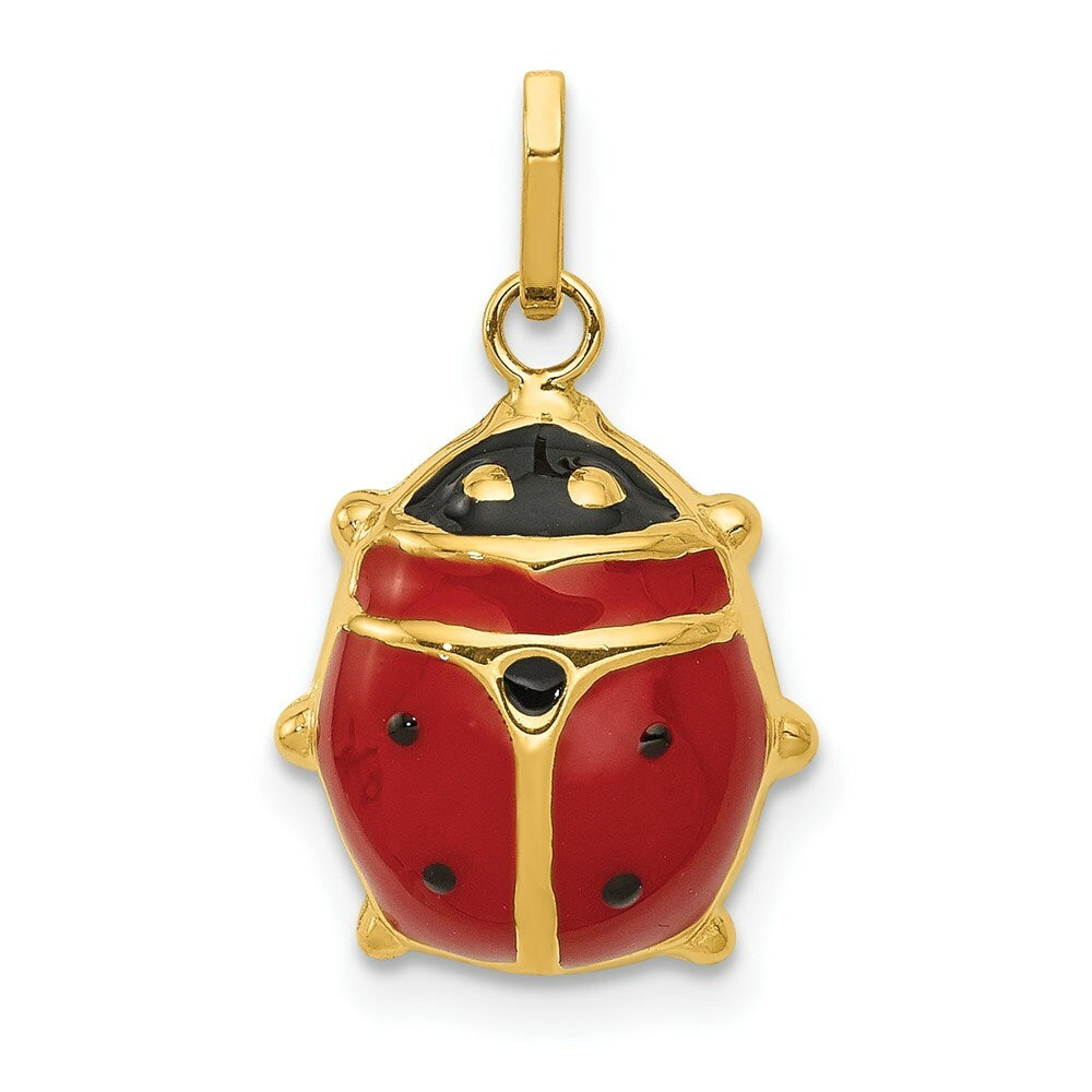 14K Yellow Gold Enameled Ladybug Charm
