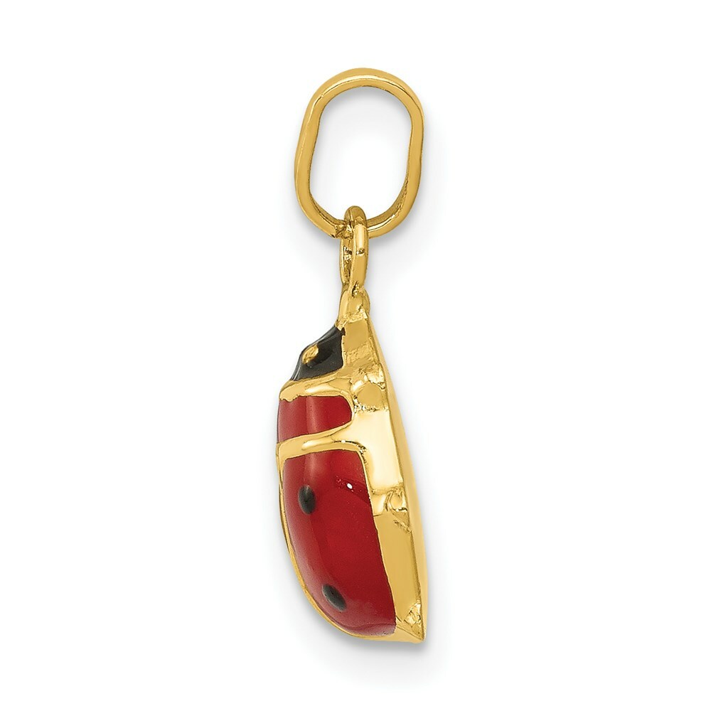 14K Yellow Gold Red Enameled Ladybug Charm