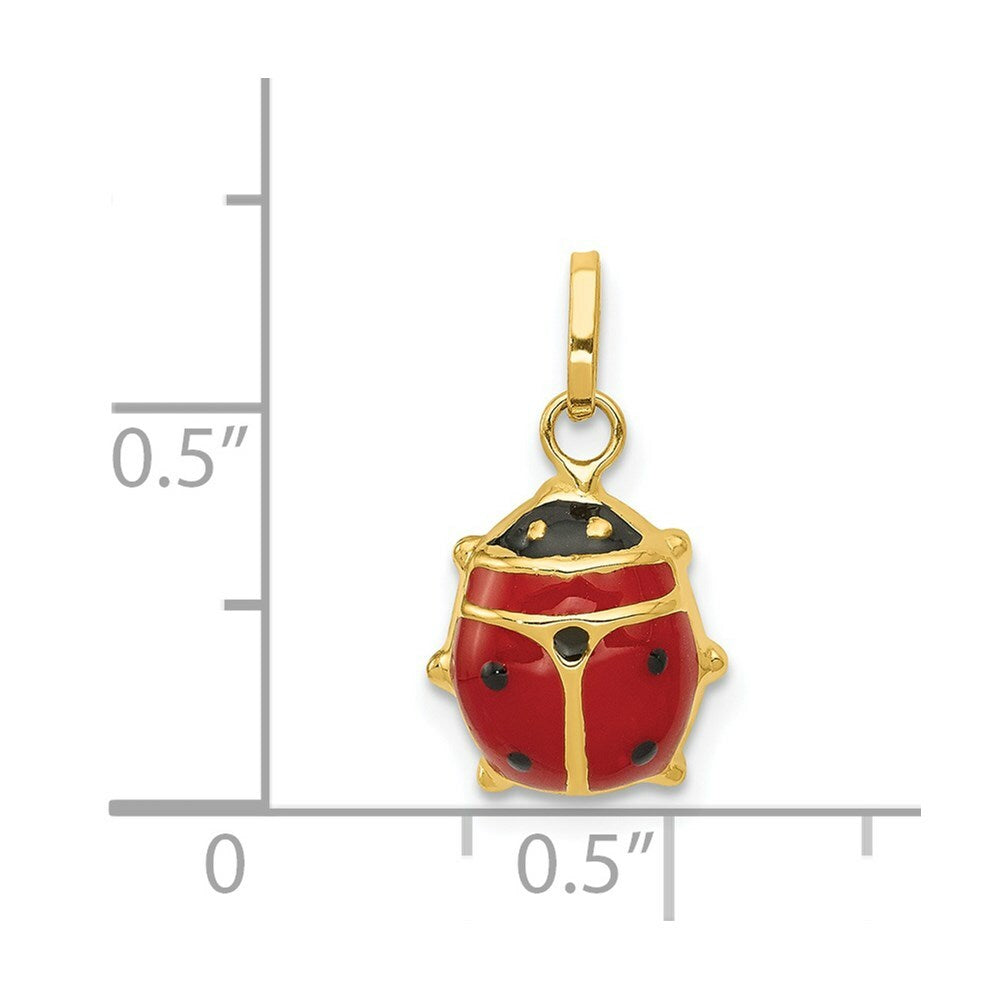 14K Yellow Gold Red Enameled Ladybug Charm