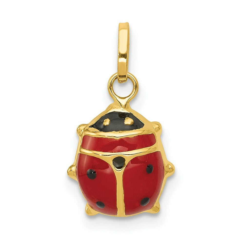 14K Yellow Gold Red Enameled Ladybug Charm