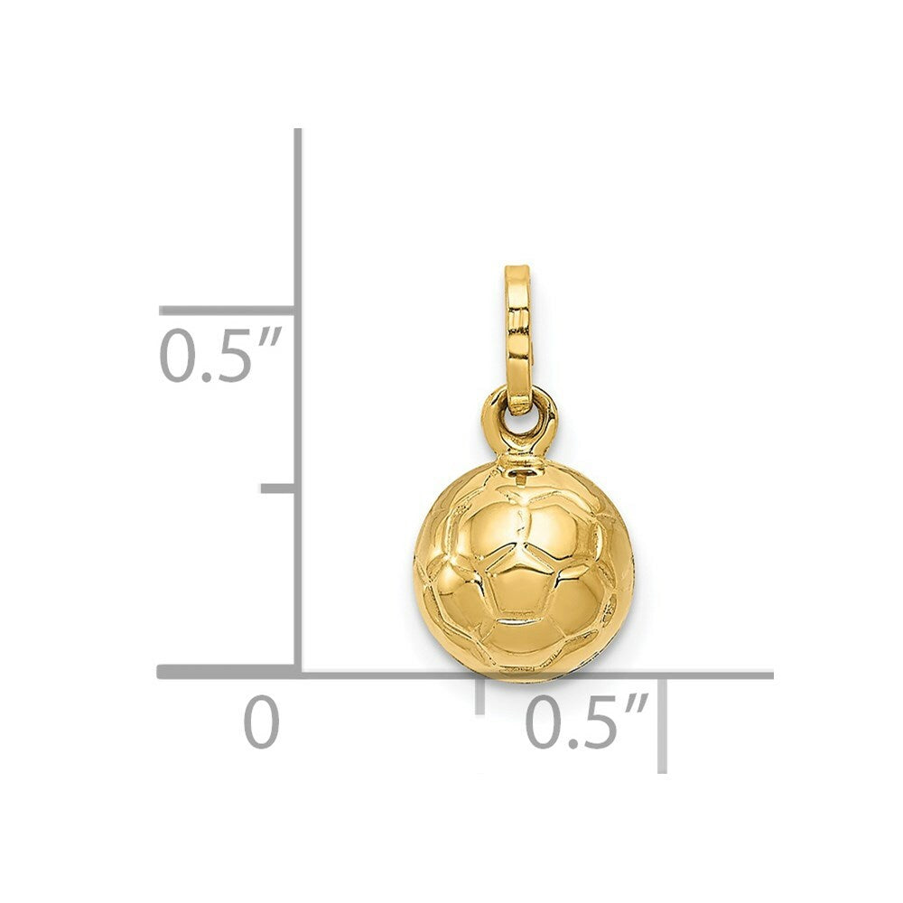 14K Yellow Gold 3-D Soccer Ball Charm
