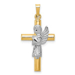 Load image into Gallery viewer, 14K Yellow Gold Angel &amp; Cross Pendant
