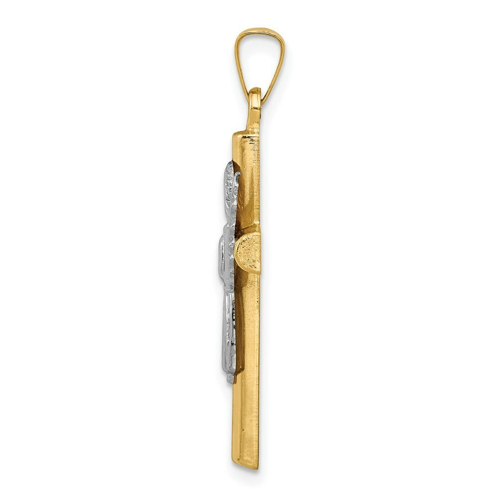 14K Yellow Gold Angel & Cross Pendant