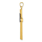 Load image into Gallery viewer, 14K Two-tone Gold Claddagh Cross Pendant 41mm length
