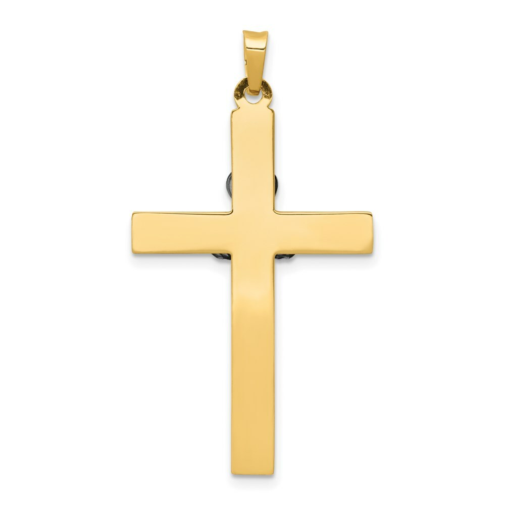 14K Two-tone Gold Claddagh Cross Pendant 41mm length