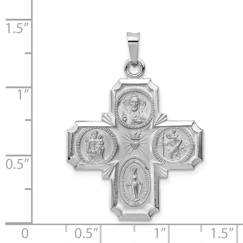 14K White Gold Four Way Medal Pendant