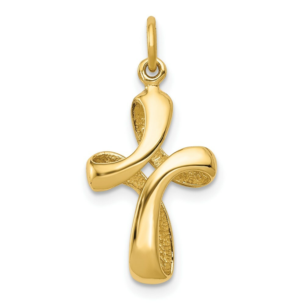 14K Yellow Gold Polished Cross Charm 26mm length