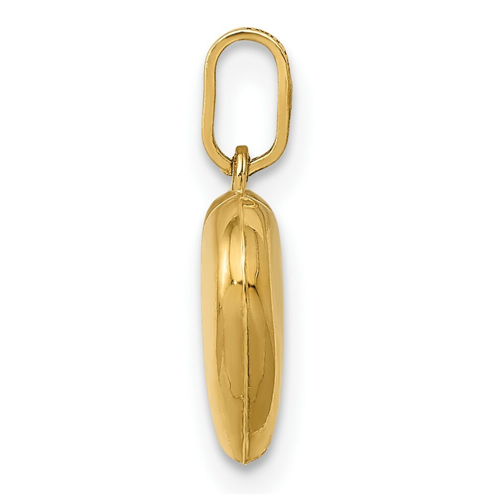 14K Yellow Gold Puffed Heart Charm 15mm length