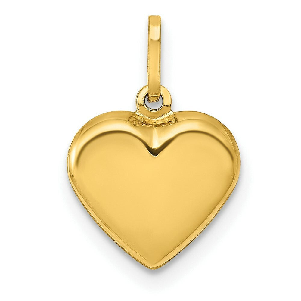 14K Yellow Gold Puffed Heart Charm 15mm length