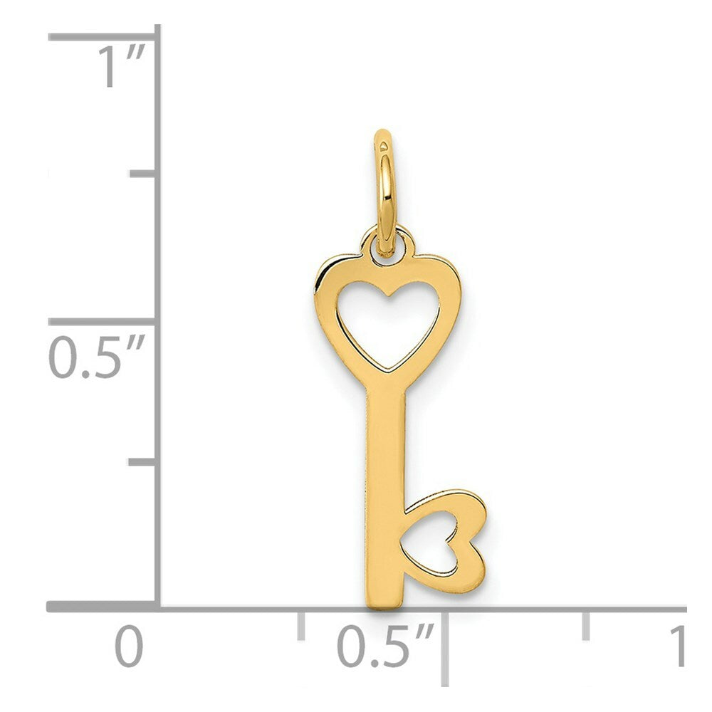 14K Yellow Gold Heart-Shaped Key Charm