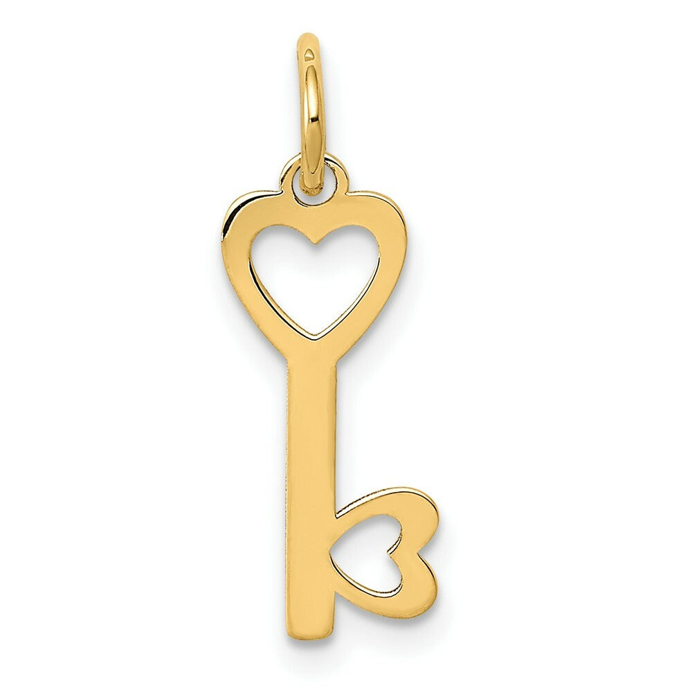 14K Yellow Gold Heart-Shaped Key Charm