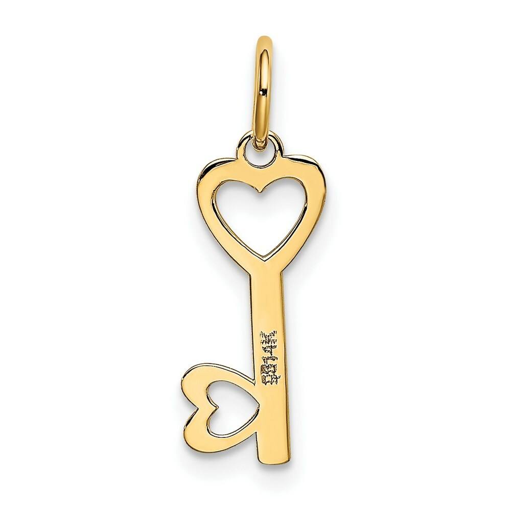 14K Yellow Gold Heart-Shaped Key Charm