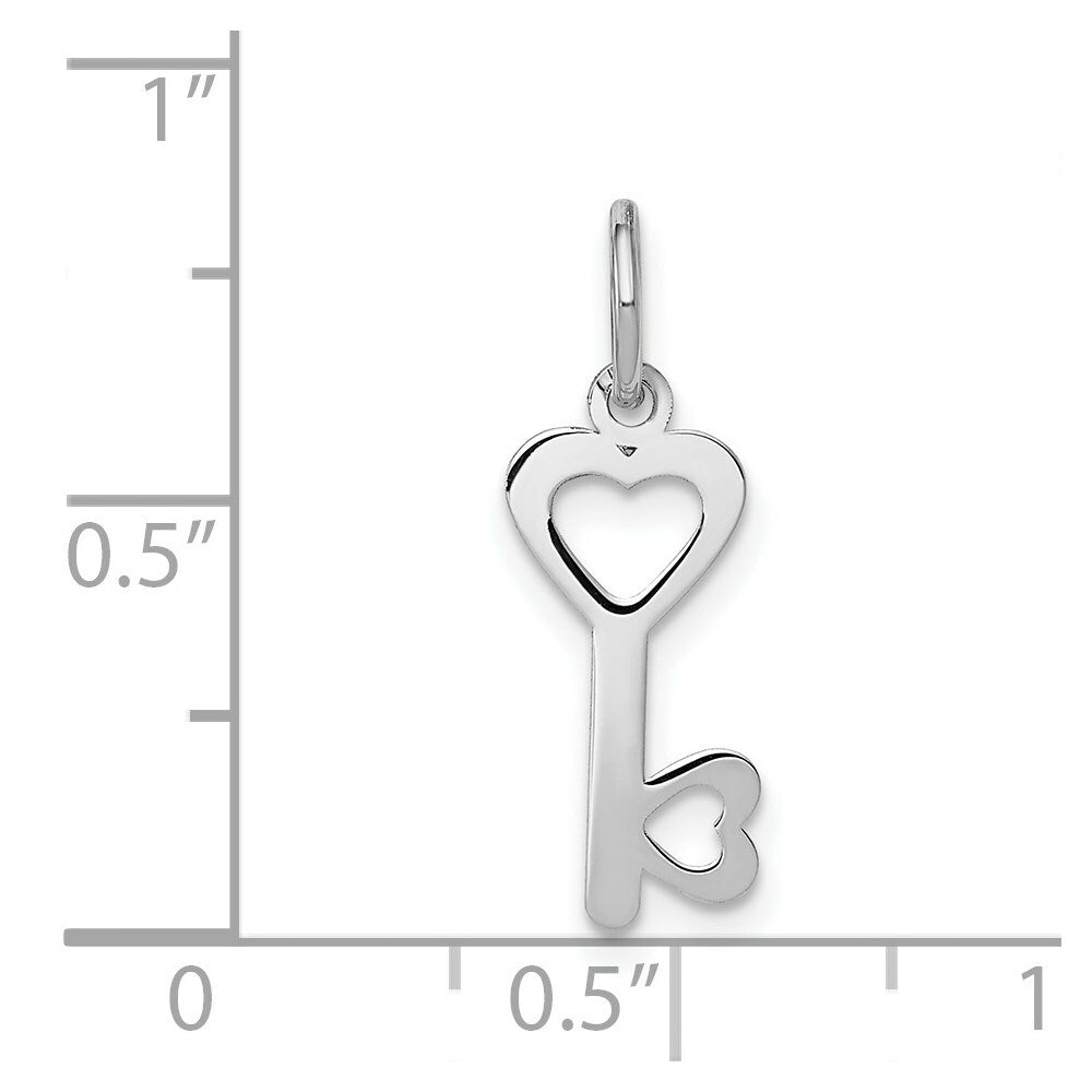 14K White Gold Heart-Shaped Key & Lock Charm