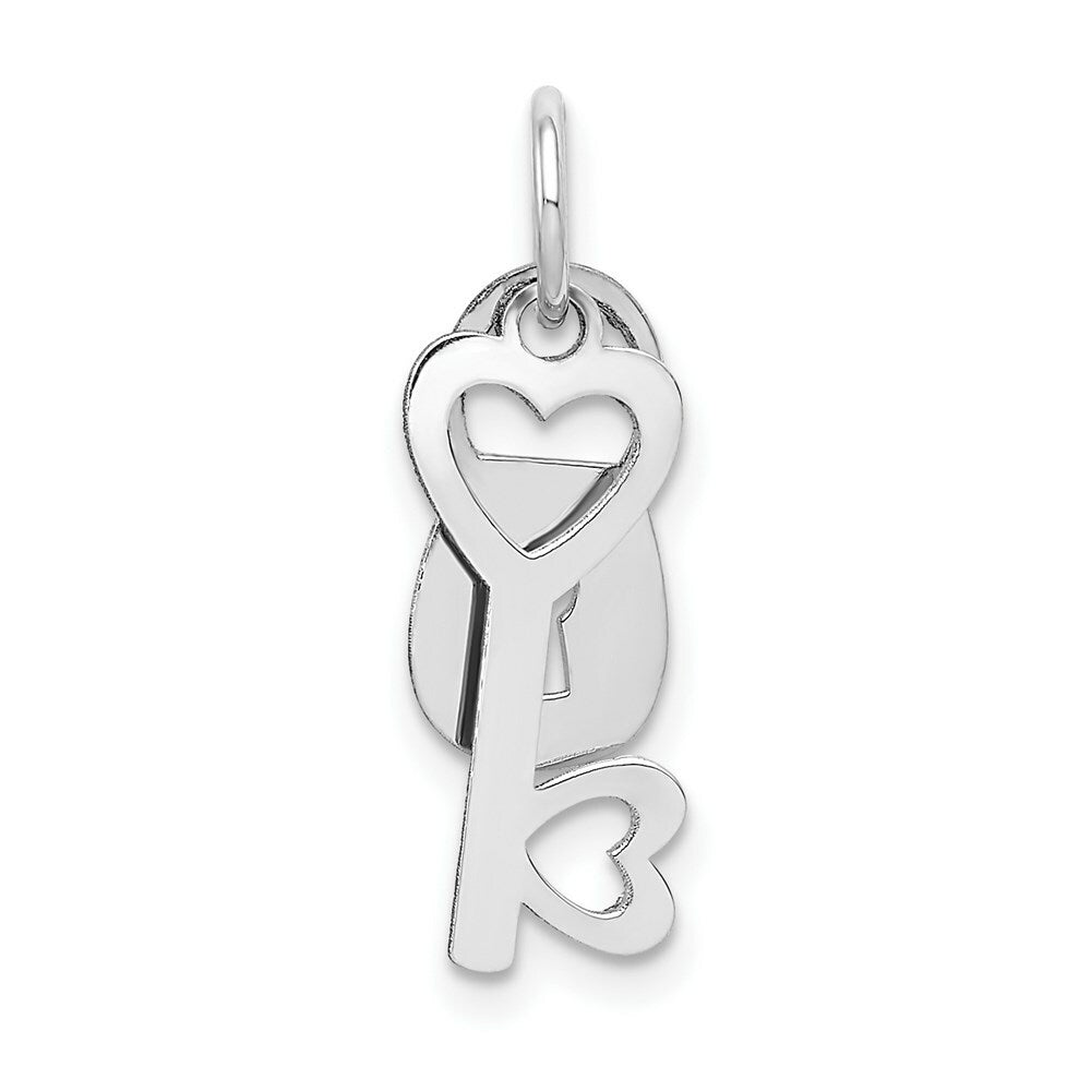 14K White Gold Polished Lock & Key Charm