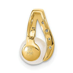 Load image into Gallery viewer, 14K Two-tone Gold with Rhodium Diamond (7-8mm) Button Freshwater Cultured Pearl Pendant
