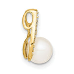 Load image into Gallery viewer, 14K Two-tone Gold with Rhodium Diamond (7-8mm) Button Freshwater Cultured Pearl Pendant
