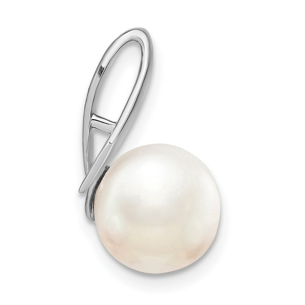 14K White Gold Satin (8-9mm) Button Freshwater Cultured Pearl Pendant
