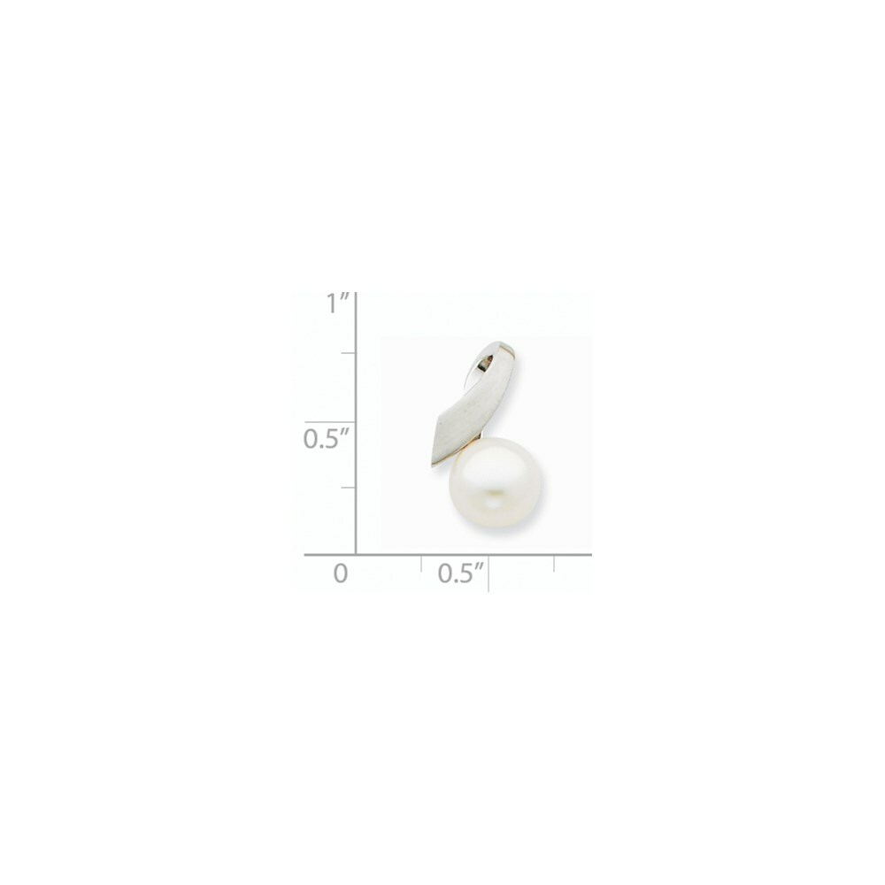 14K White Gold Satin (8-9mm) Button Freshwater Cultured Pearl Pendant