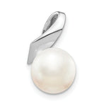 Load image into Gallery viewer, 14K White Gold Satin (8-9mm) Button Freshwater Cultured Pearl Pendant
