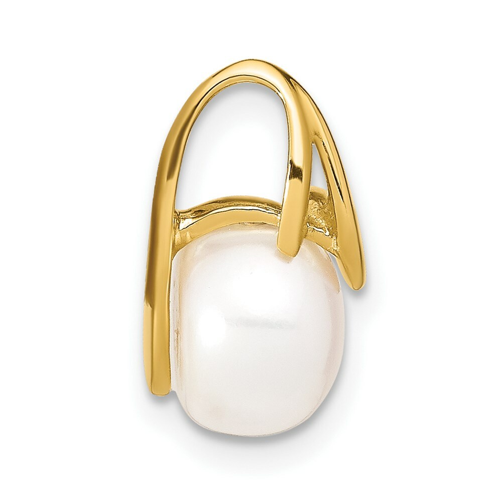 14k Yellow Gold 8-9mm Button Freshwater Cultured Pearl Pendant