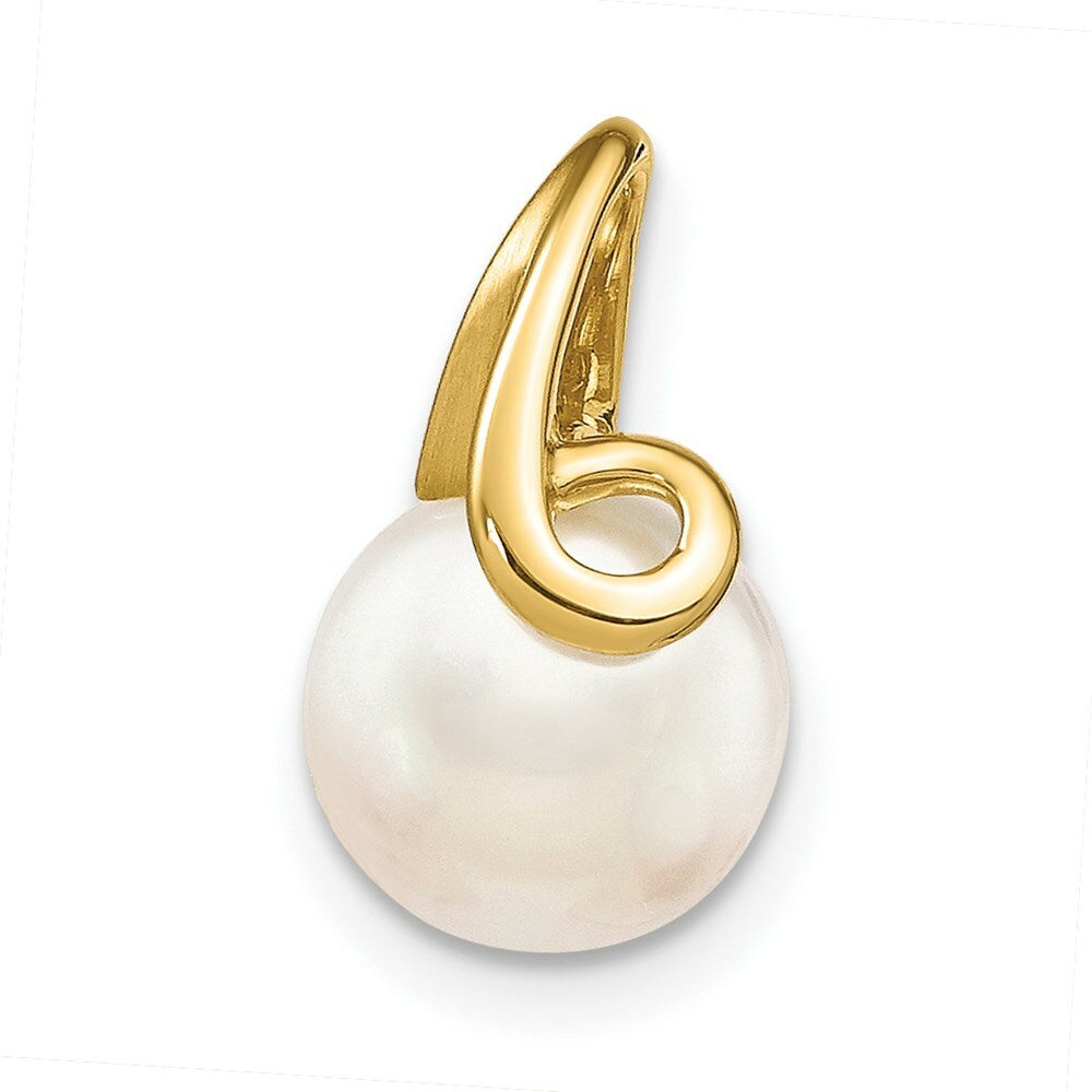 14k Yellow Gold 8-9mm Button Freshwater Cultured Pearl Pendant