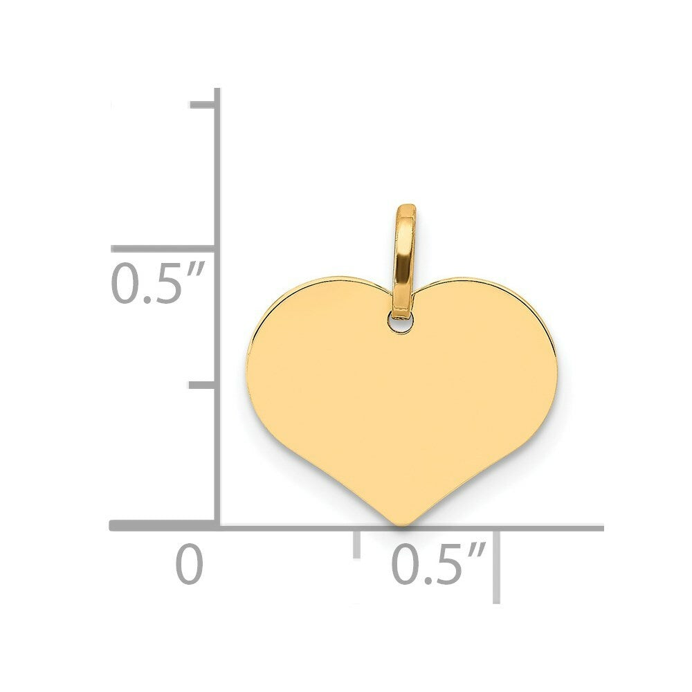 14K Yellow Gold Heart Charm 14mm Diameter