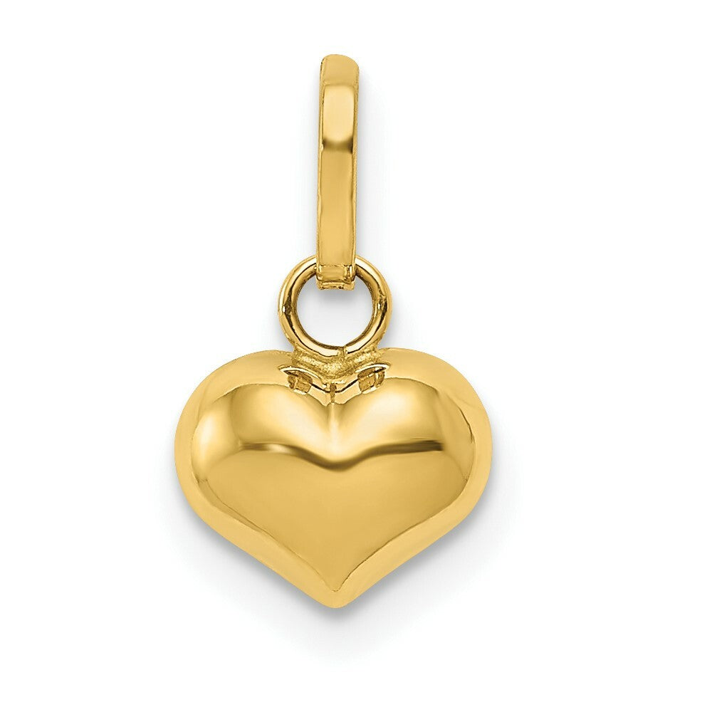 14K Yellow Gold Puffed Heart Charm 12mm length