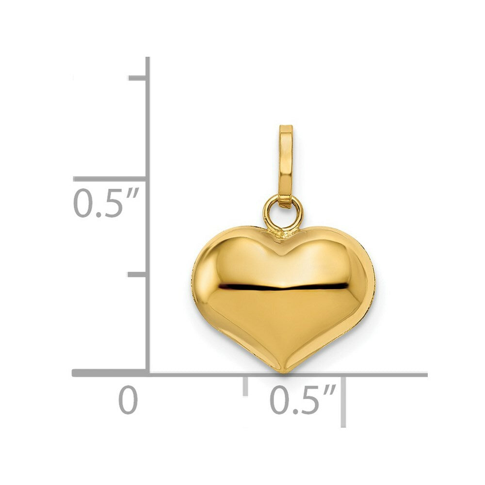14K Yellow Gold Heart Charm 12mm Diameter