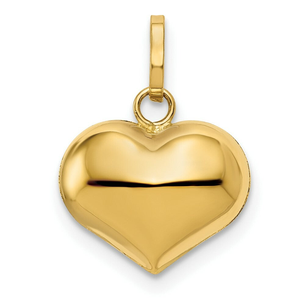 14K Yellow Gold Heart Charm 12mm Diameter