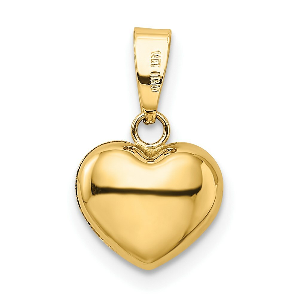 14K Yellow Gold Puffed Heart Charm 15mm length
