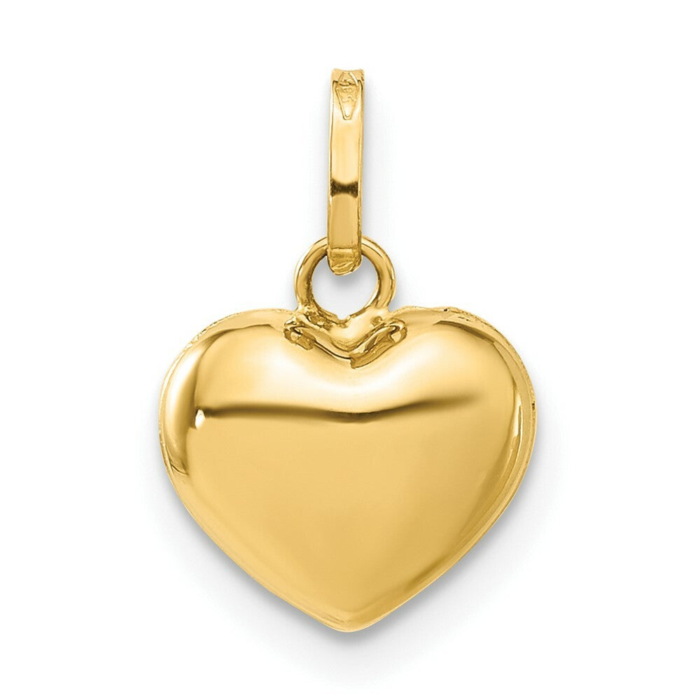14K Yellow Gold Puffed Heart Charm 15mm length