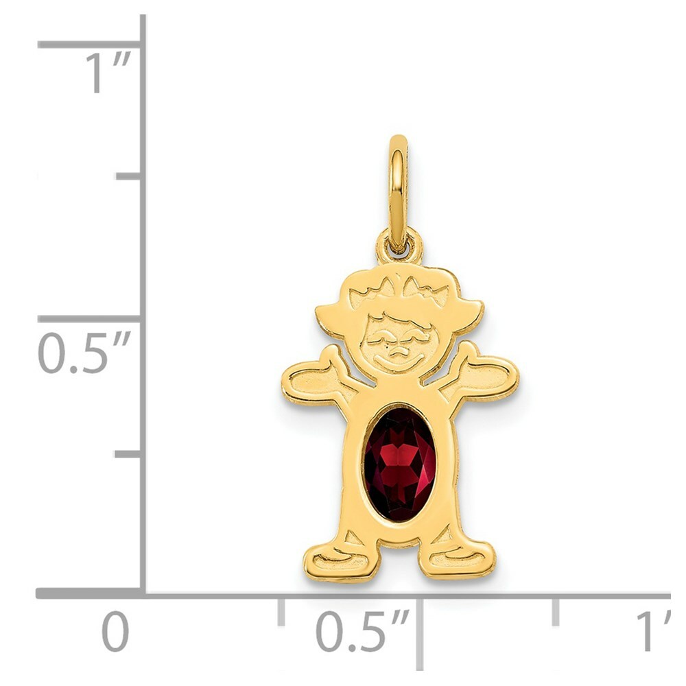 14K Yellow Gold Girl 6x4 Oval Genuine Garnet-January Birthstone Charm Pendant