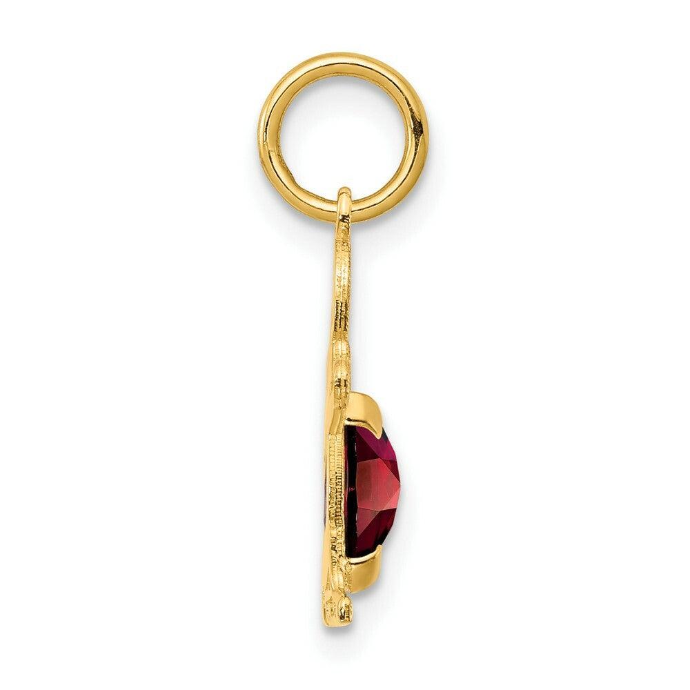 14K Yellow Gold Boy 6x4 Oval Genuine Garnet-January Birthstone Charm Pendant