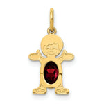 Load image into Gallery viewer, 14K Yellow Gold Boy 6x4 Oval Genuine Garnet-January Birthstone Charm Pendant
