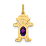Load image into Gallery viewer, 14K Yellow Gold Girl 6x4 Oval Genuine Amethyst-February Birthstone Charm Pendant
