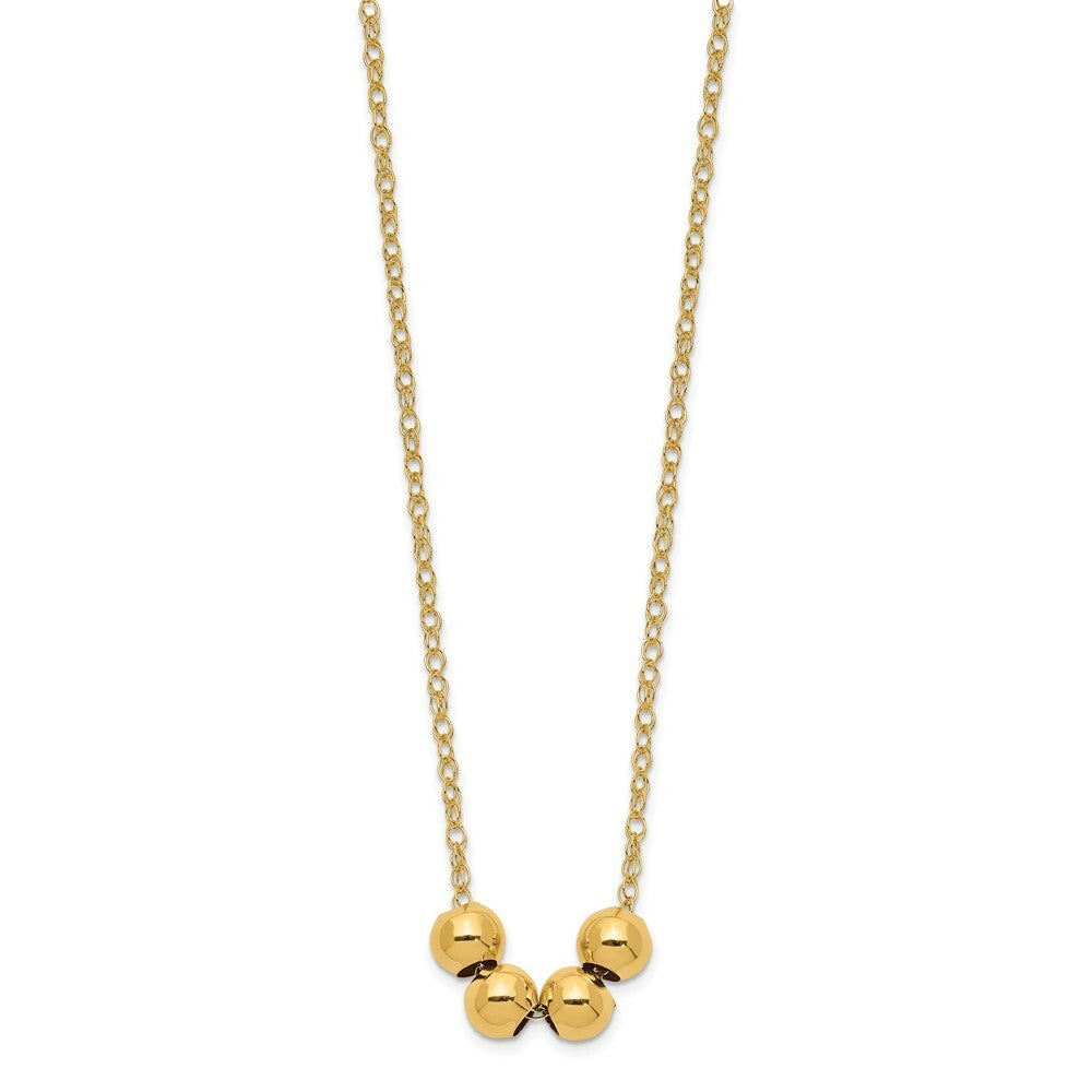 14k Yellow Gold with 4, 4mm Bead Necklace  length: 18 inches
