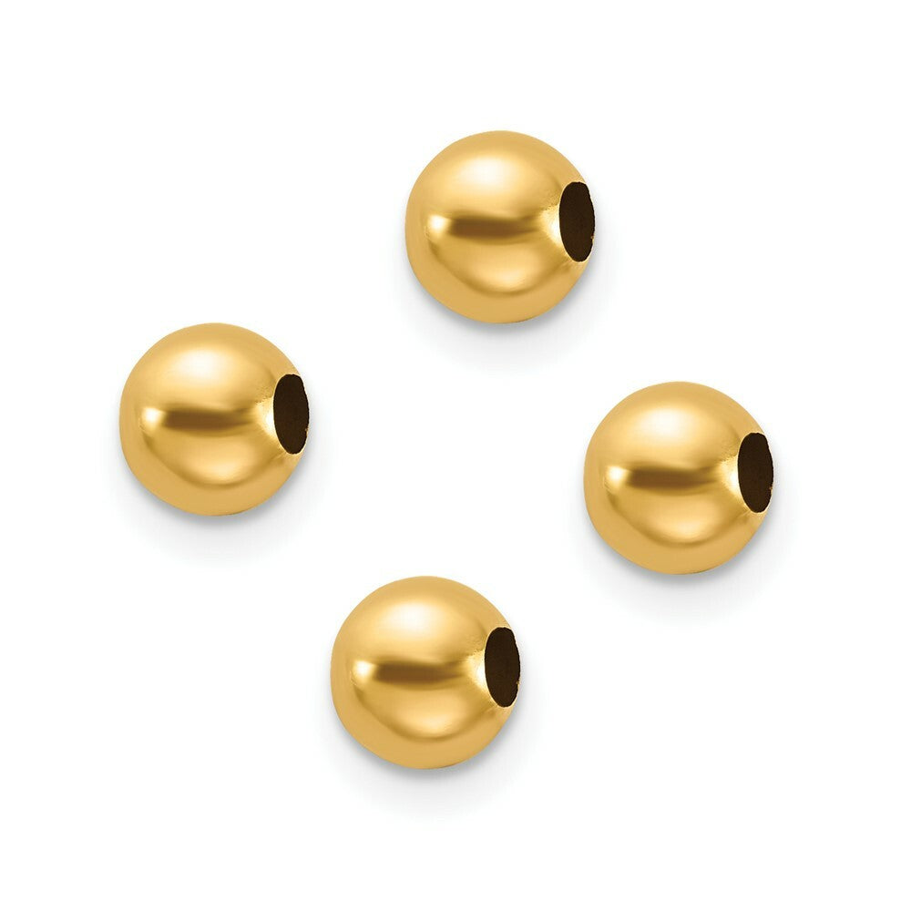 Set of 4 - 14K Gold Bead Spacers for Chains, Necklaces, Charm Holders, Bracelets 4mm Hollow Ball Beads