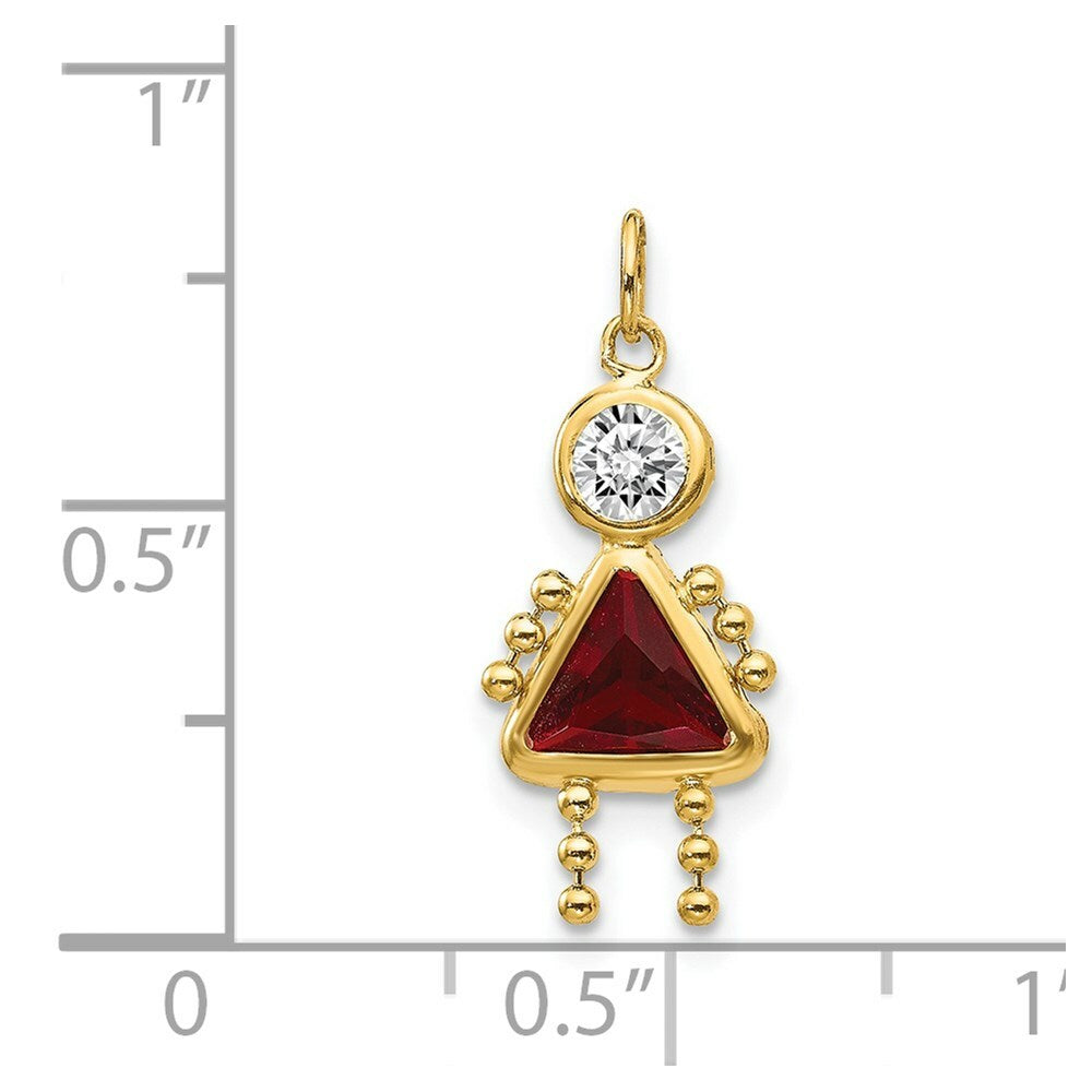 14K Yellow Gold January Girl Birthstone Charm Birthstone Charm Pendant