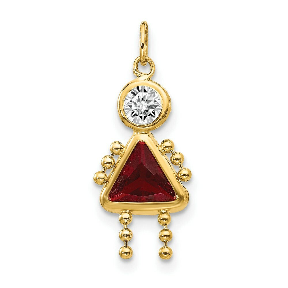 14K Yellow Gold January Girl Birthstone Charm Birthstone Charm Pendant