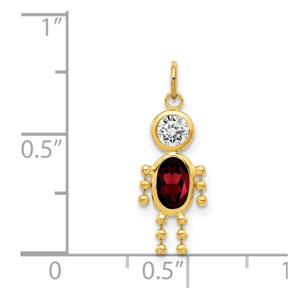 14K Yellow Gold January Boy Birthstone Charm Birthstone Charm Pendant