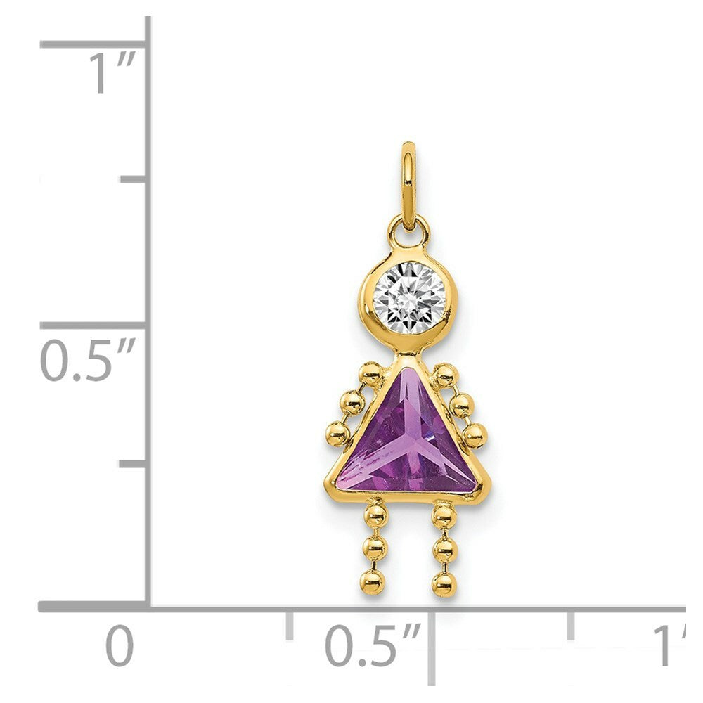 14K Yellow Gold February Girl Birthstone Charm Birthstone Charm Pendant