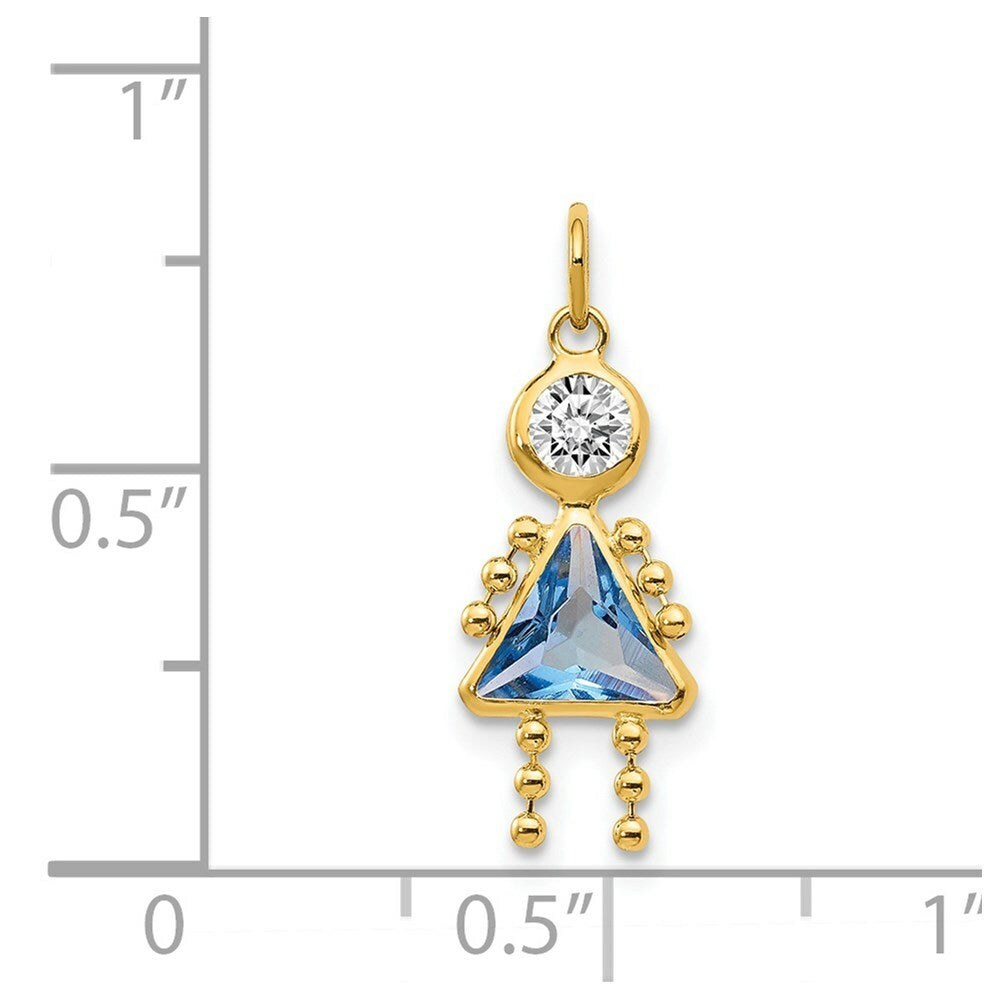 14K Yellow Gold March Girl Birthstone Charm Birthstone Charm Pendant