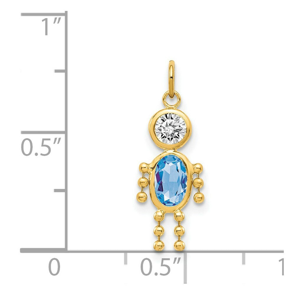 14K Yellow Gold March Boy Birthstone Charm Birthstone Charm Pendant